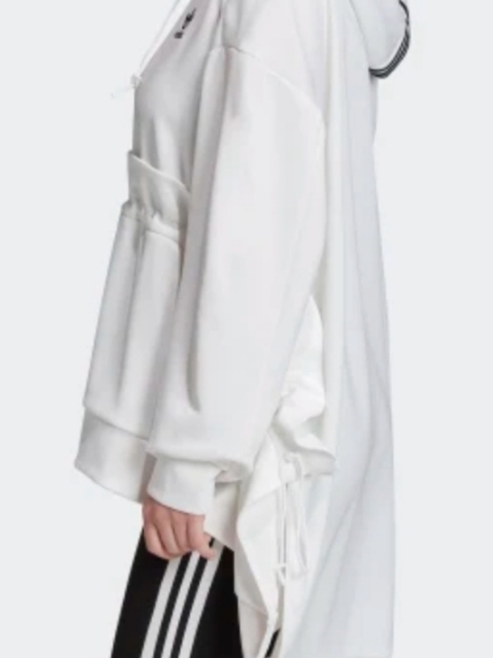 Adidas Originals J Koo White Oversized Hoodie with Side Drawstring Size L